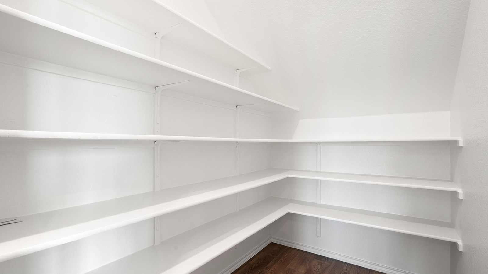 Interior pantry with built in shelving