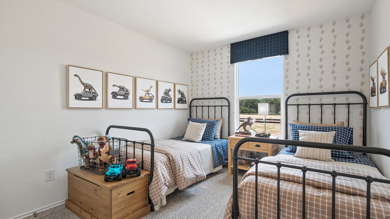 Interior bedroom with large window