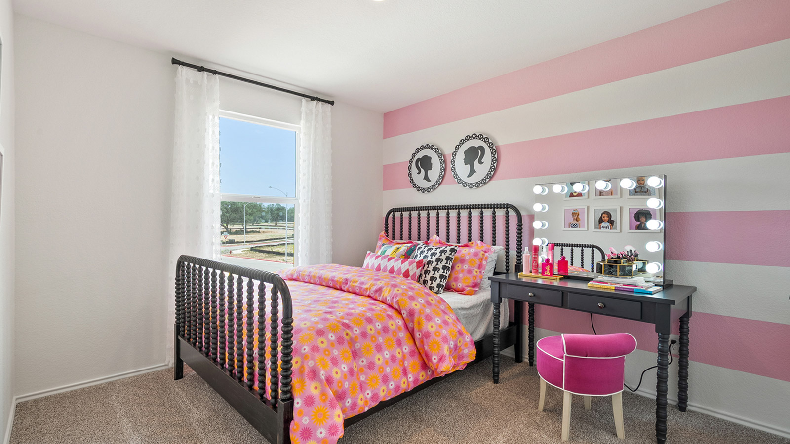 Interior bathroom with full sized shower and vanity