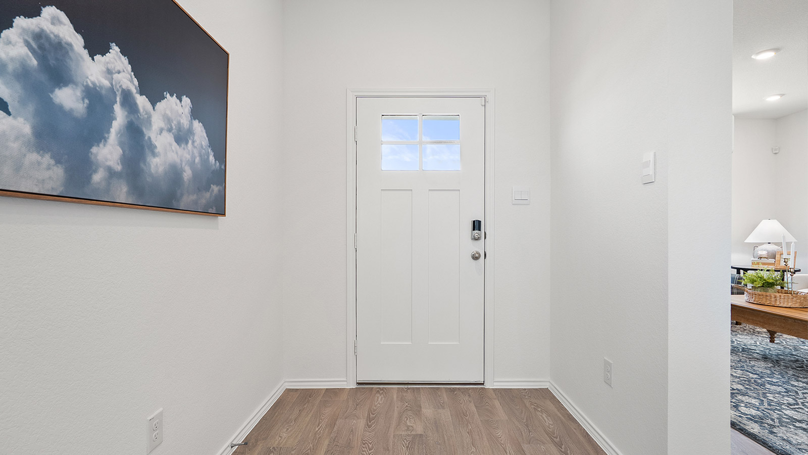 Interior of entryway looking at the front door
