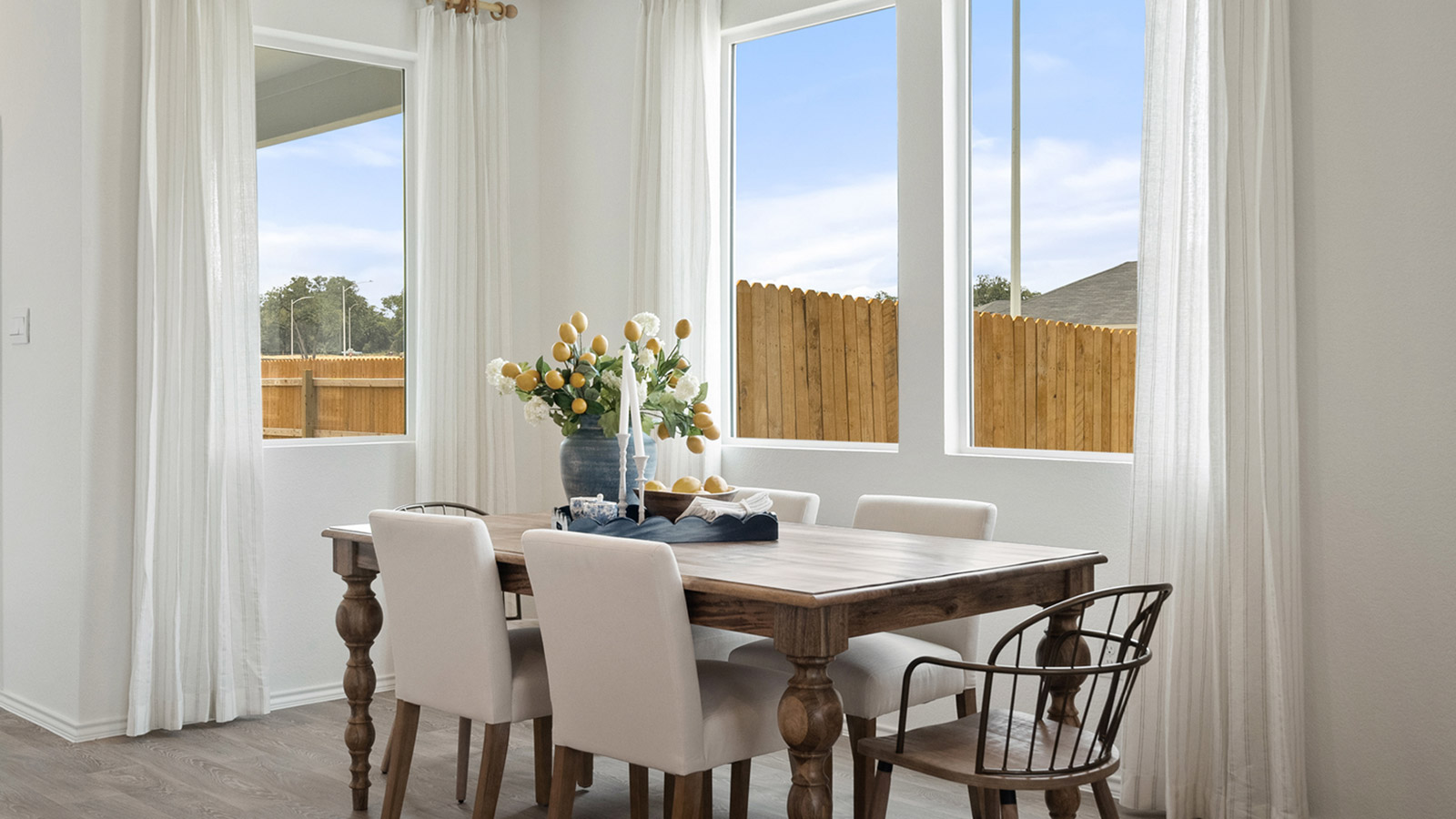 Interior dining area with large window