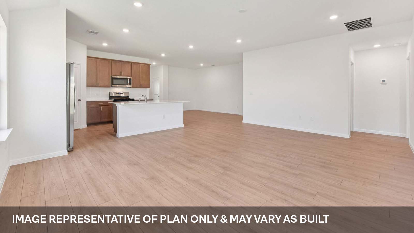 Open kitchen and living area.