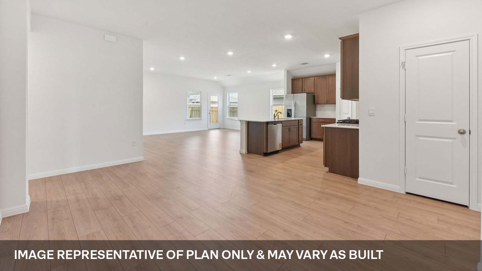 Open kitchen and living area.