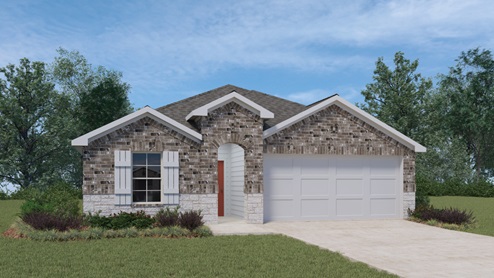 Harris Front Exterior Rendering - One Story - Elevation B