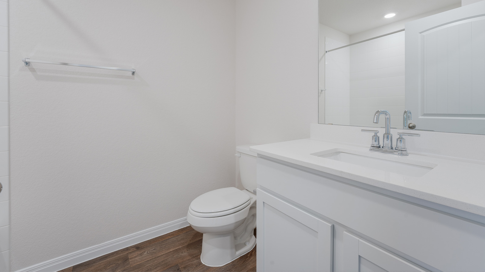 Bathroom 2 with single vanity sink.