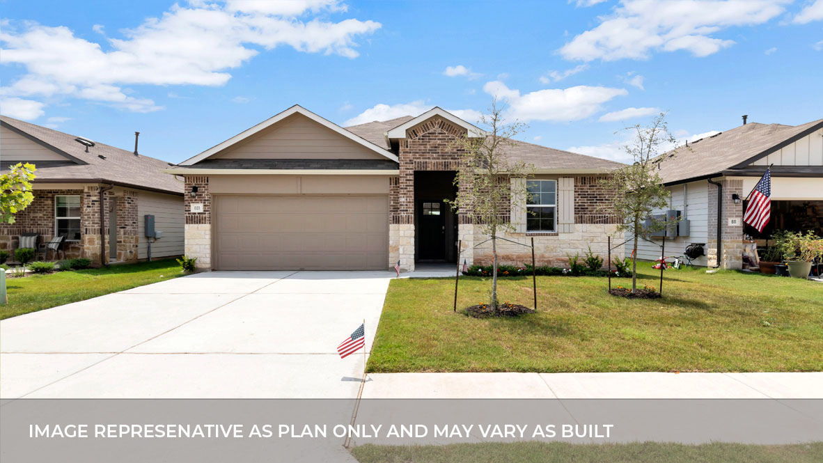 The Irvine - A Elevation at Carillon in Manor, TX.