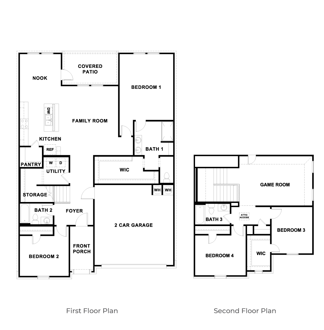 The Naples 2-story new home floor plan, 2,294 sq. ft., 4 br, 3 bath, a flex-game room, Carillon in Manor, TX