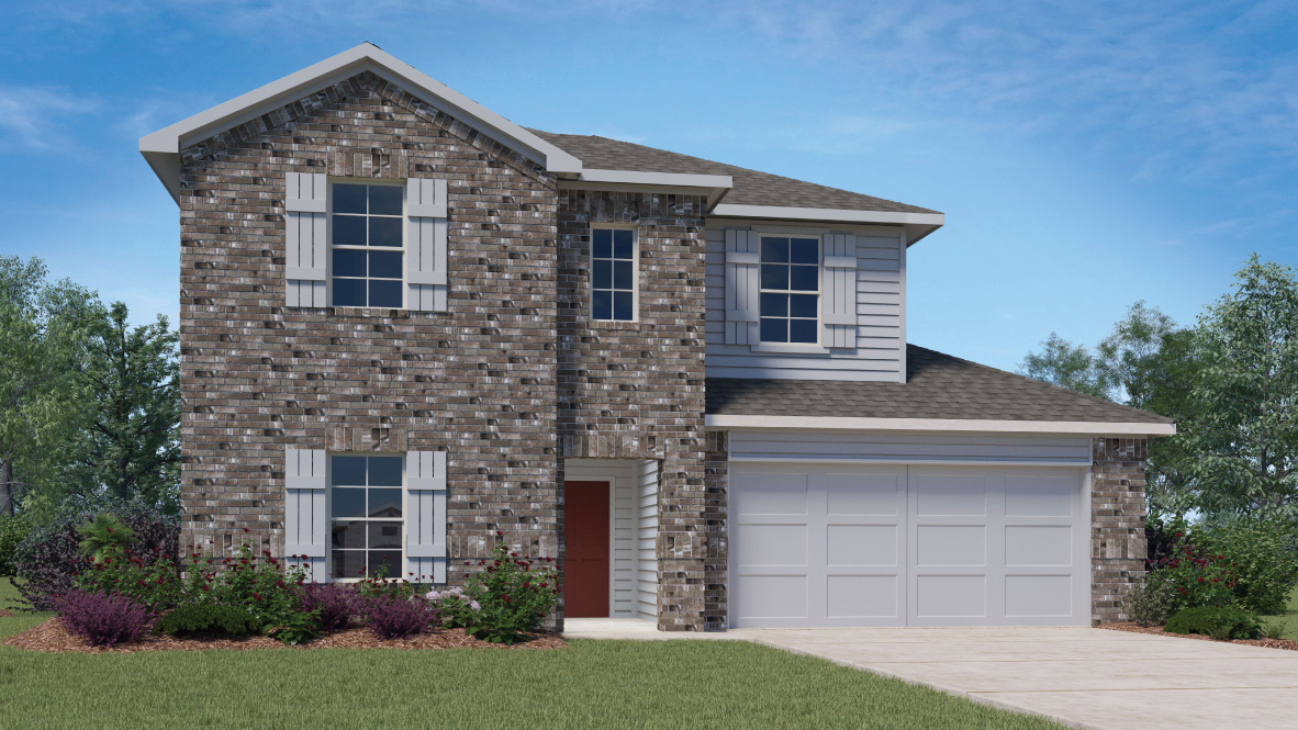 The Naples 2-story new home, 2,294 sq. ft., 4 bedroom, 3 bath, a flex-game room, front yard Carillon in Manor, TX