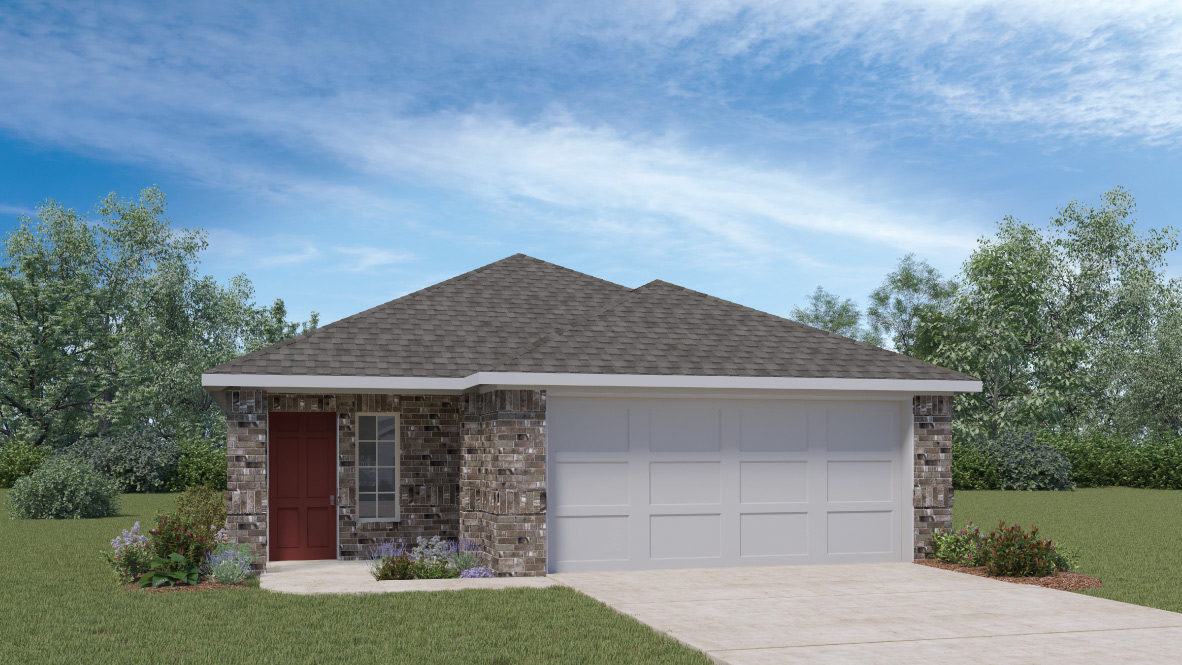 The Brooke front exterior rendering with brick, elevation A