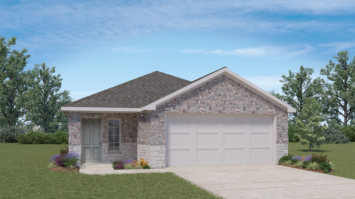 The Brooke front exterior rendering with brick, elevation B