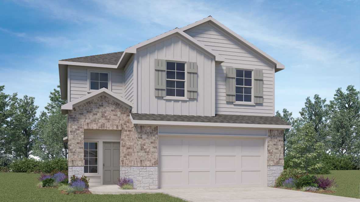 The Emma front exterior rendering two story home elevation B