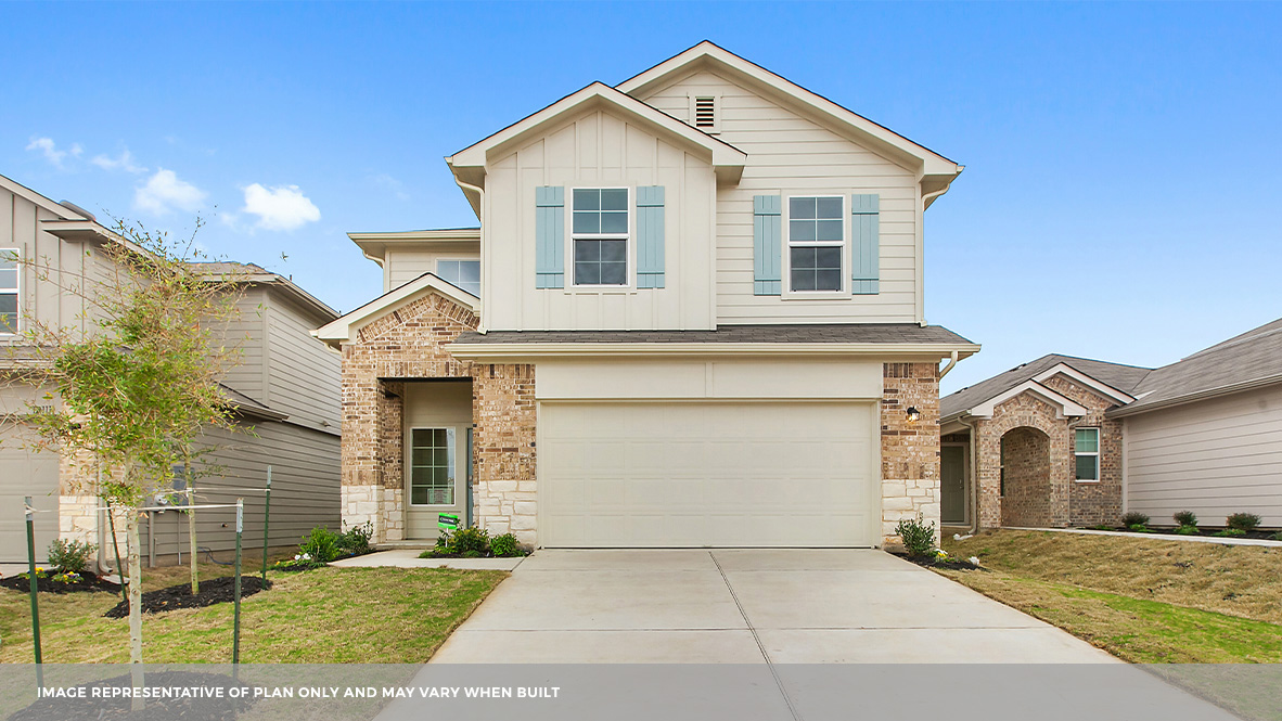 The Emma front exterior rendering two story home elevation B