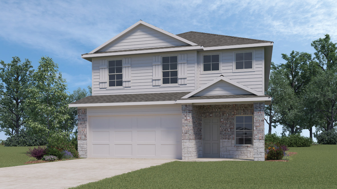 The Madison front exterior rendering two story home elevation B
