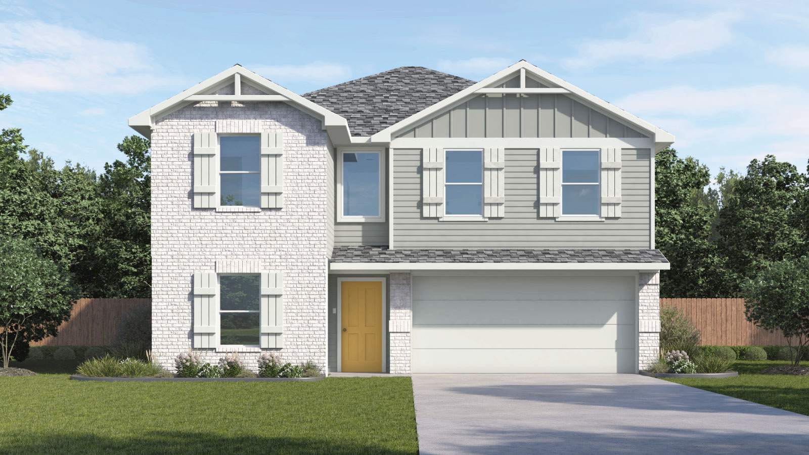 The Dawson floorplan - I Elevation at Carillon in Manor, TX.