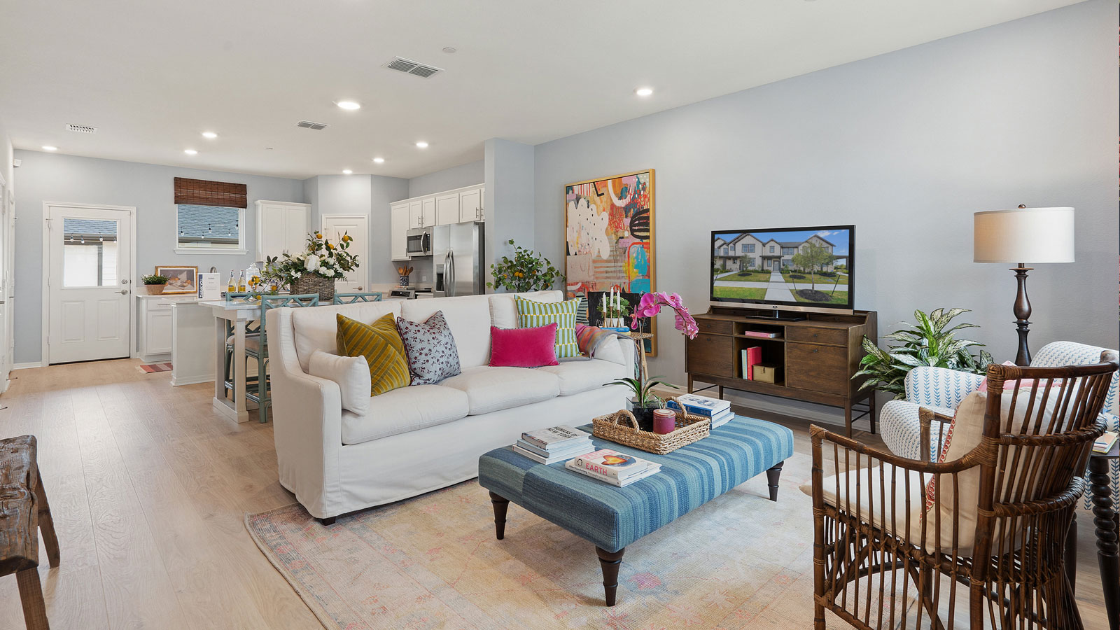 Open living room with two windows.