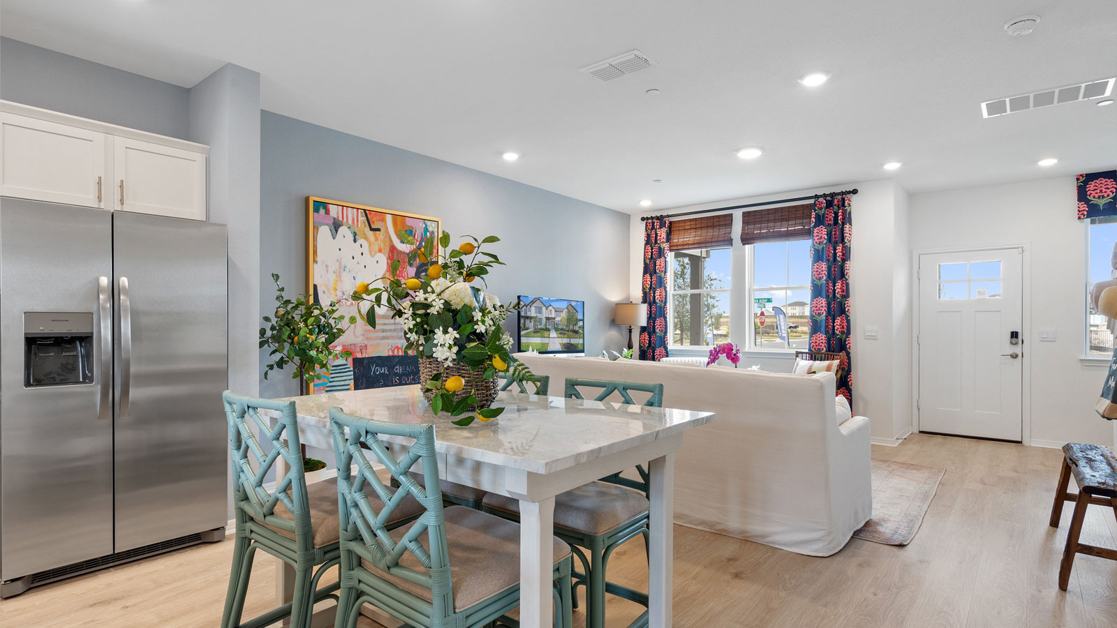 Dining area and kitchen.