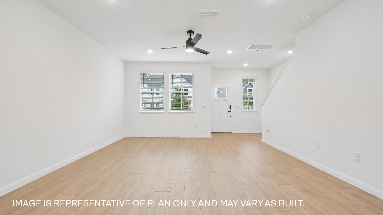 Living aera with premium laminate wood plank flooring.