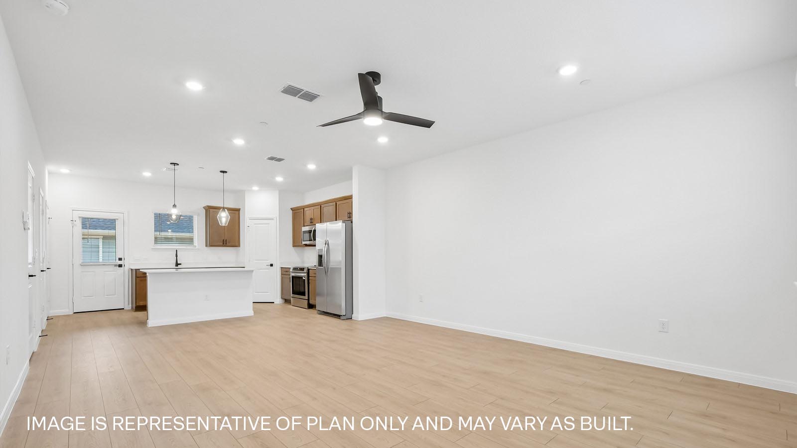 Living aera with premium laminate wood plank flooring.