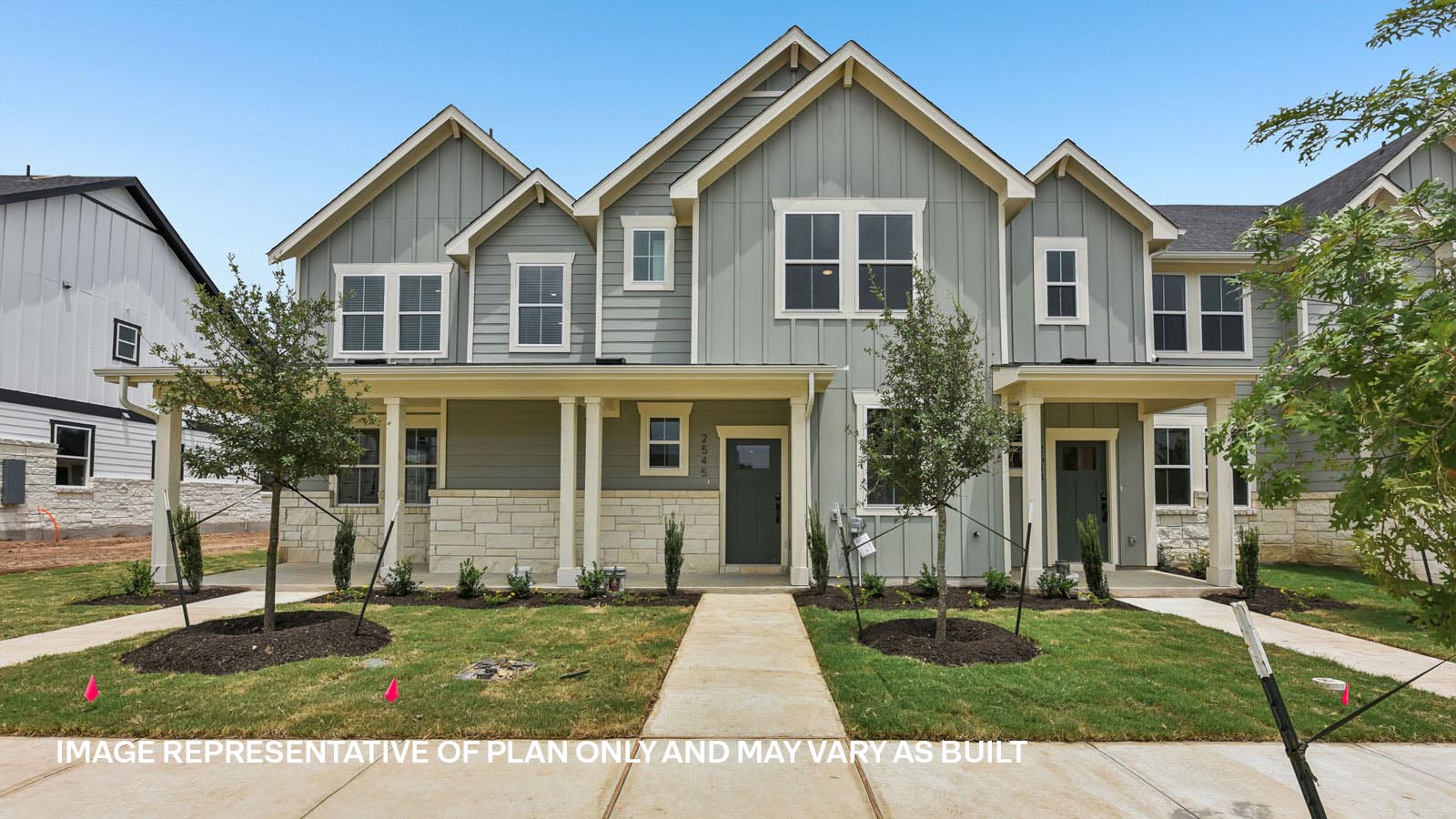 The Smithwick Front Exterior Townhome at Avery Centre in Round Rock, TX