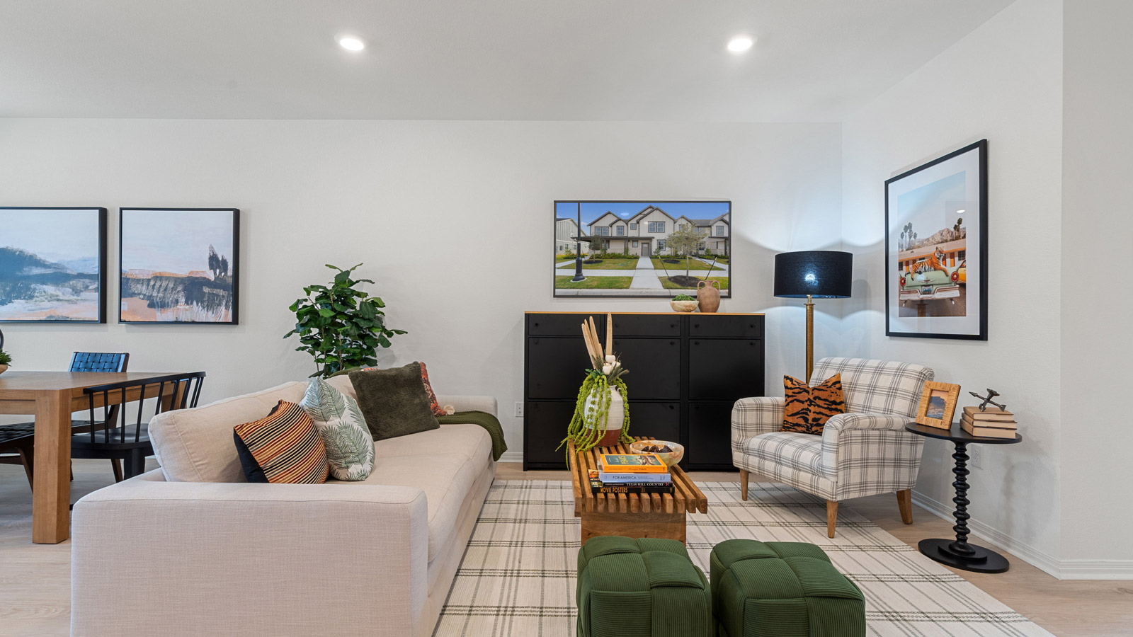 Living area near kitchen, dining and family room designed for everyday function Avery Centre By D.R. Horton