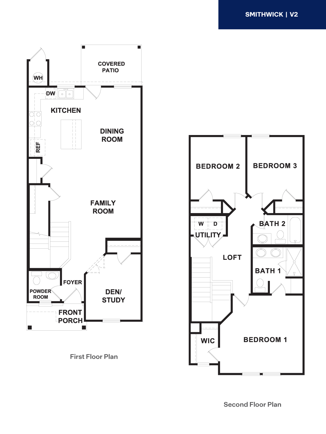 The Smithwick 2 Story 3 bedroom Floorplan - Version 2