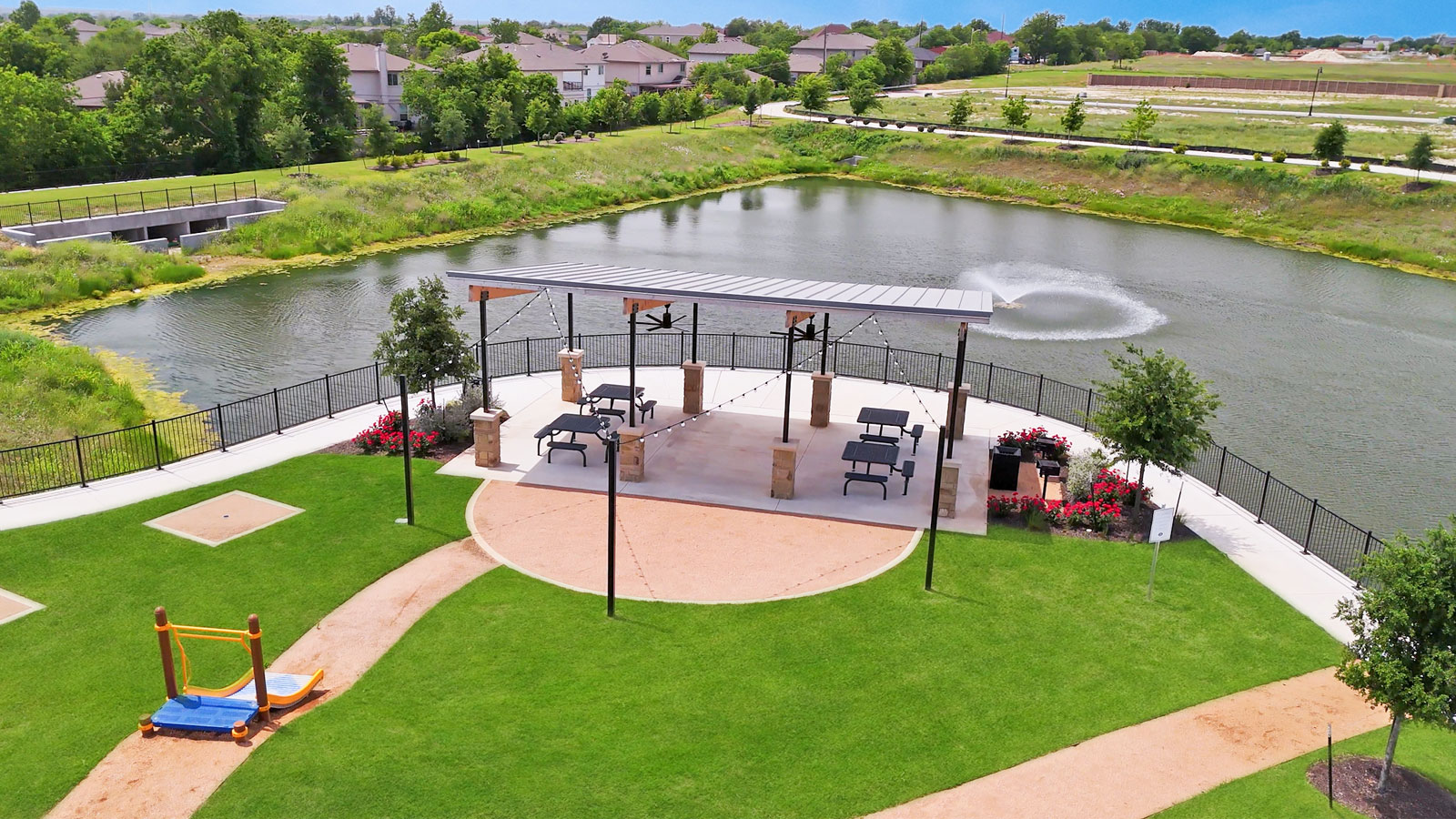 Pavillion and grilling area at Avery Centre in Round Rock, TX.
