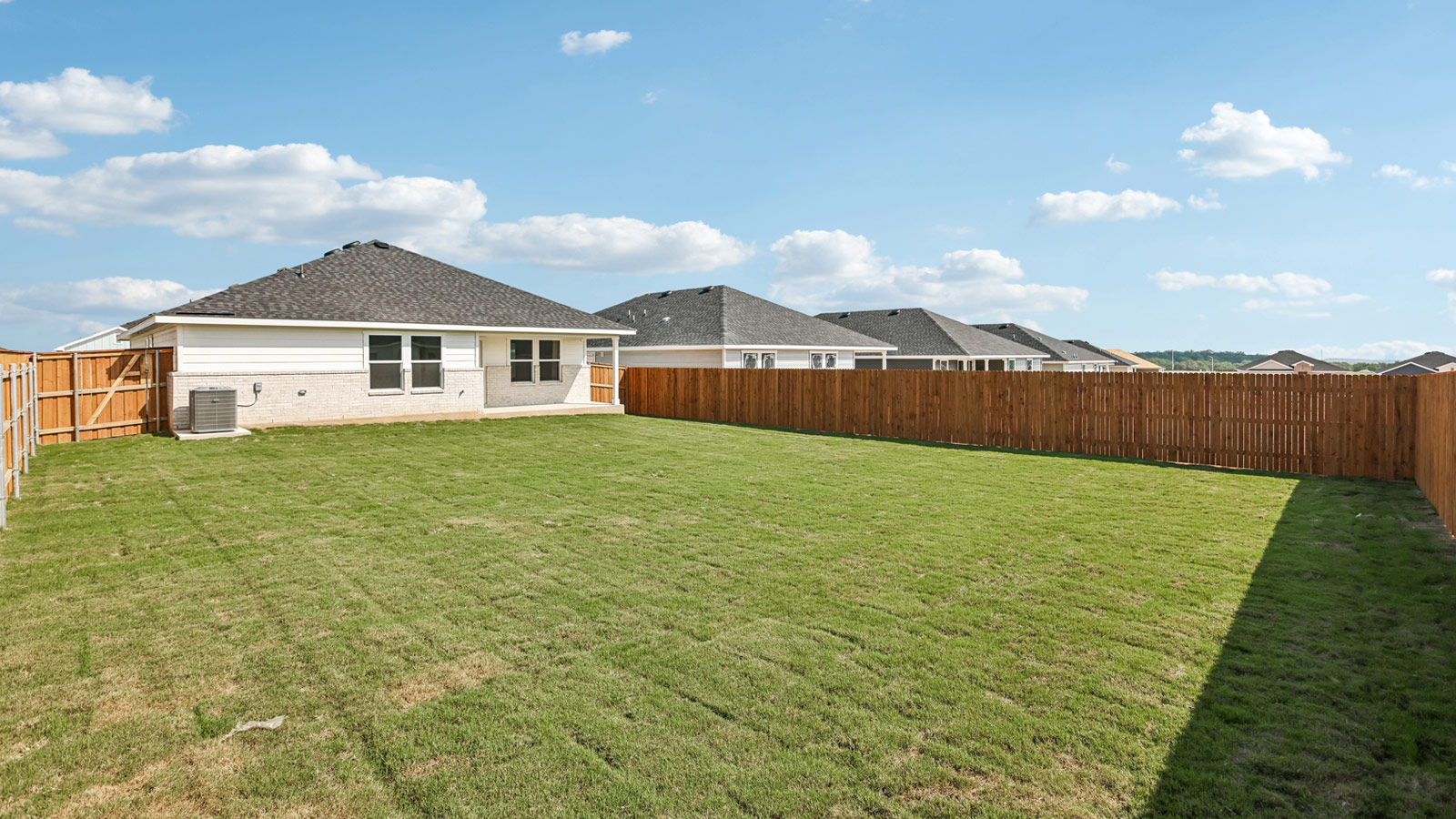 Spacious backyard of 125 Southridge Trail in Marble Falls, TX.
