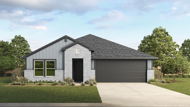 The Lakeway Front Exterior Rendering Single Story Home - Elevation I