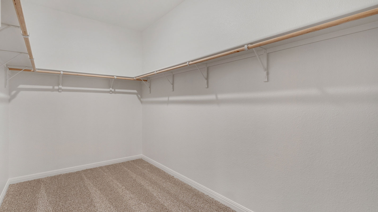 Spacious walk in closet with hanging rod