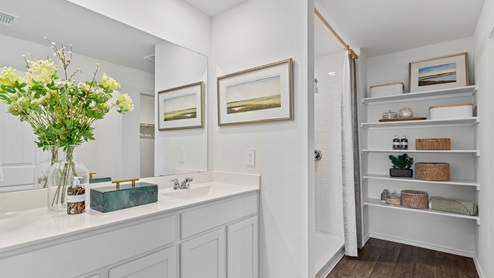 The Caroline floorplan - B Elevation at Watermill in Uhland, TX.