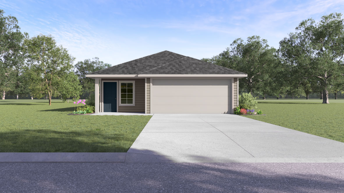 The Diana Front Exterior Rendering One-Story Home with Siding - Elevation A