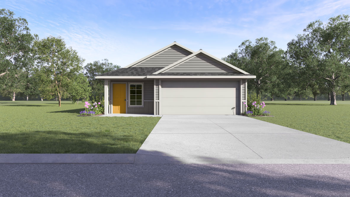 The Diana Front Exterior Rendering One-Story Home with Siding - Elevation B