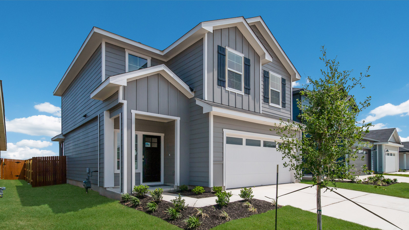 The Emma floorplan with a modern farmhouse exterior.