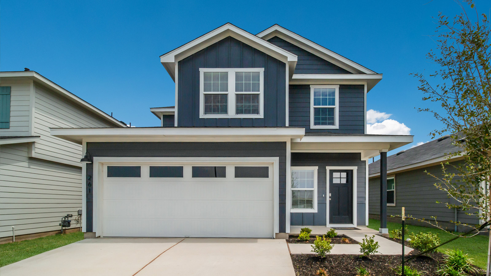The Hanna Front Exterior Two-Story Home with Siding - Elevation B