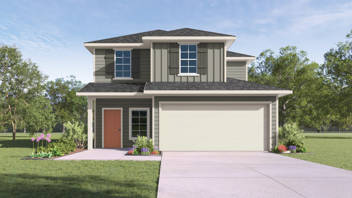The Hanna Front Exterior Rendering Two-Story Home with Siding - Elevation A
