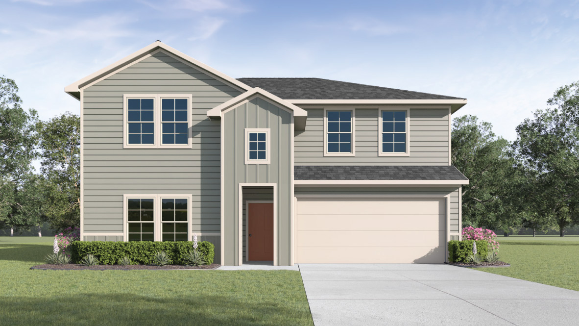 The Perry Front Exterior Rendering Two Story Home - Elevations B