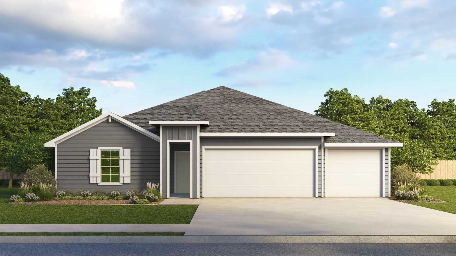 The Westley Front Exterior Single Story Home with 3-Car Garage - Elevation A