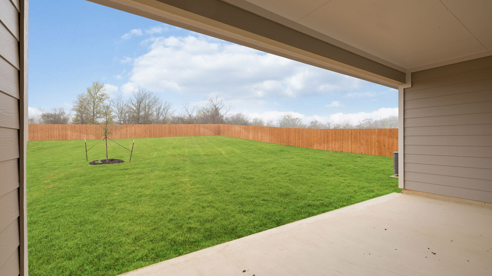 Oversized backyard of 663 Ebbsfleet in Uhland, TX.