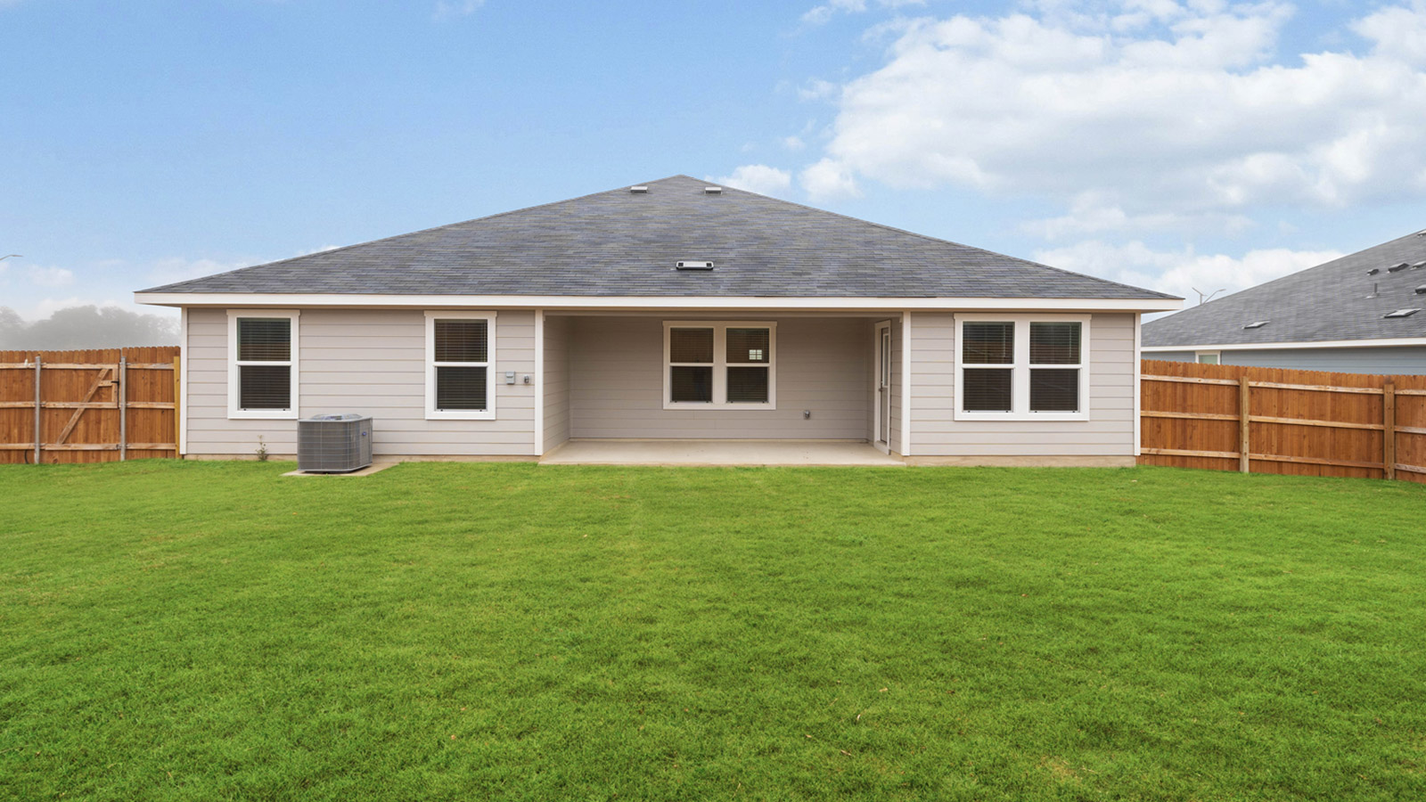 Oversized backyard of 663 Ebbsfleet Drive in Uhland, TX.