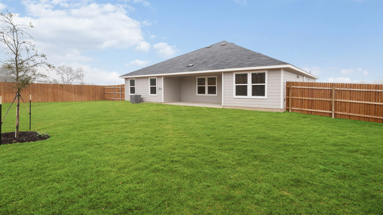 Oversized backyard of 663 Ebbsfleet Drive in Uhland, TX.
