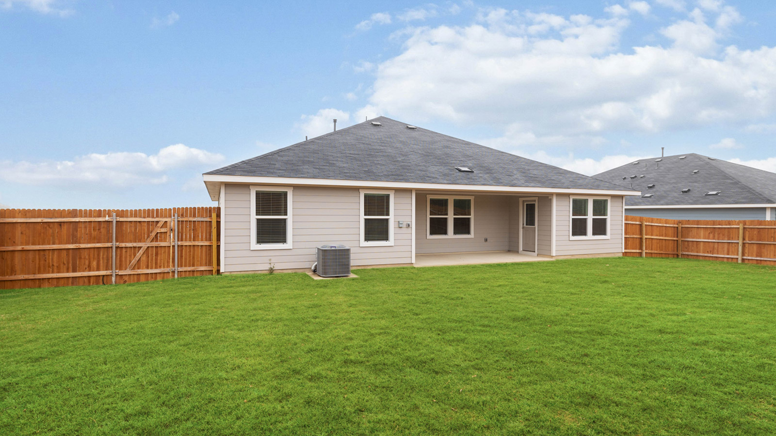Oversized backyard of 663 Ebbsfleet Drive in Uhland, TX.