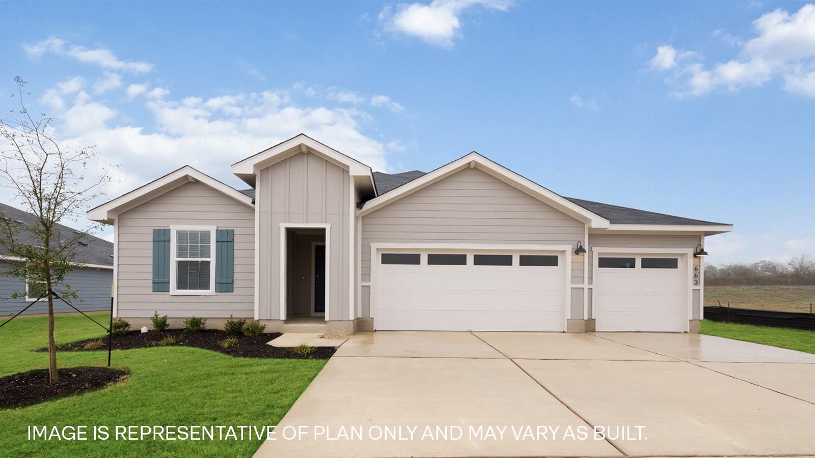 Exterior of the Fairfield floorplan - BS Elevation at  Watermill in Uhland, TX.