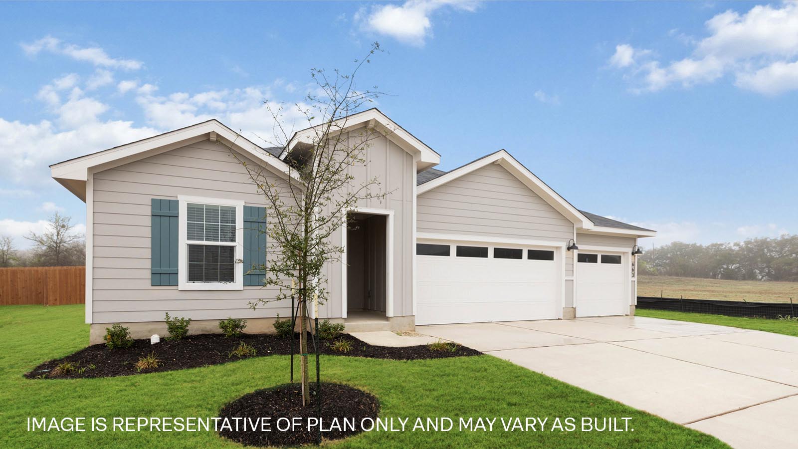 Exterior of the Fairfield floorplan - BS Elevation at  Watermill in Uhland, TX.