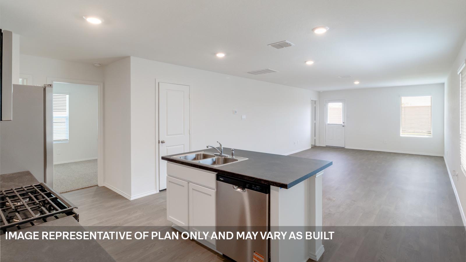 Open kitchen with island.