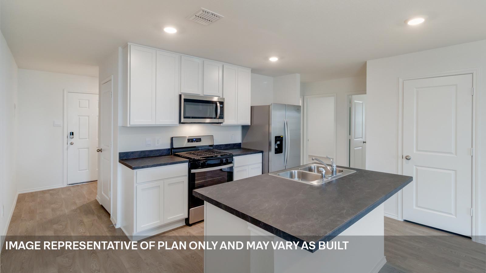 Open kitchen with island.