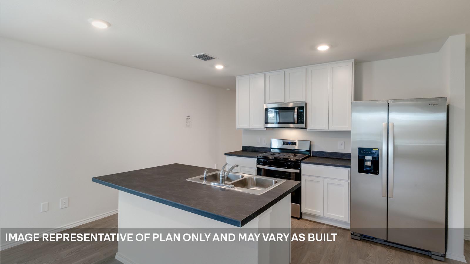 Open kitchen with island.