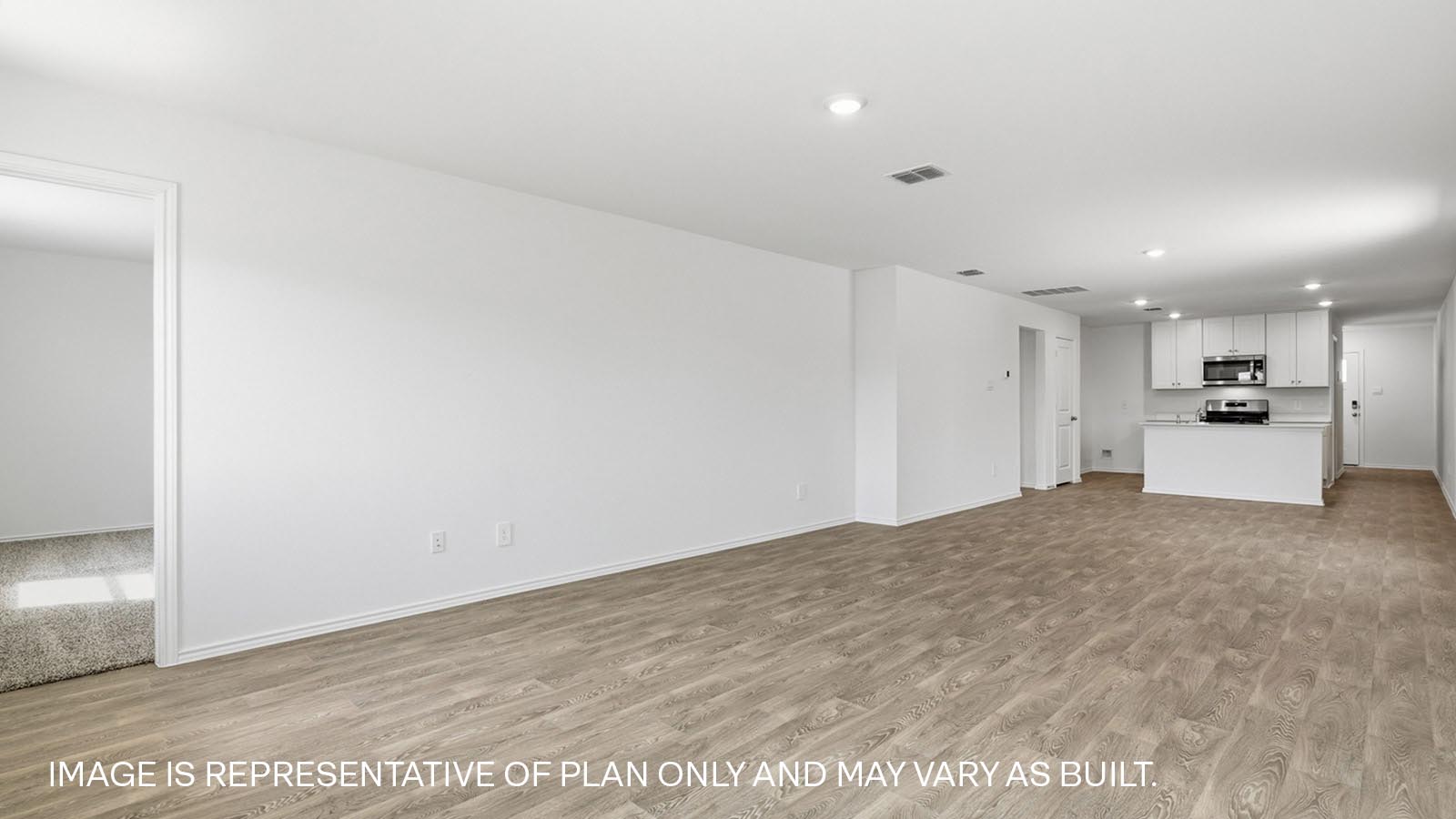 Vinyl flooring in open living space.