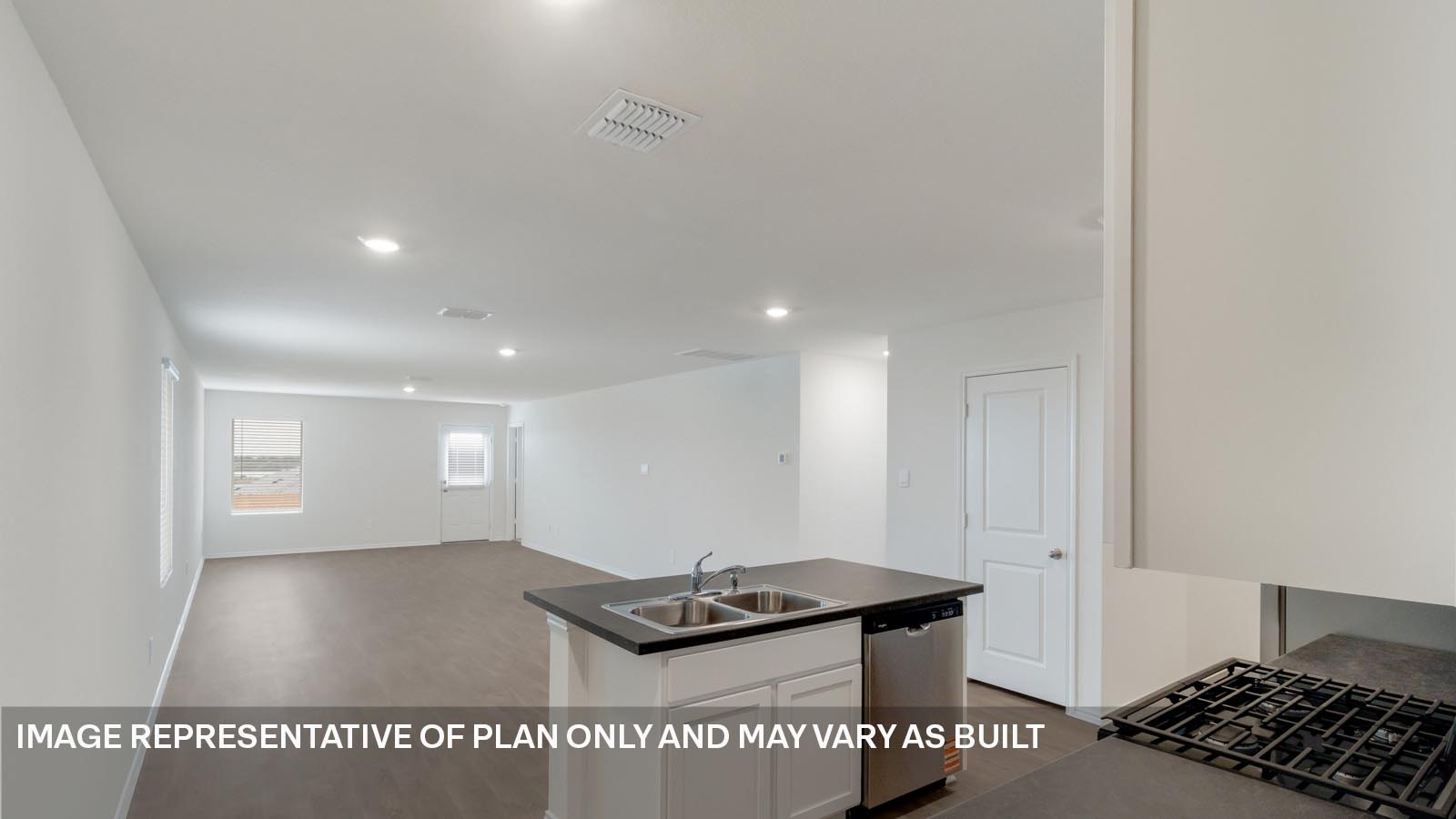 Open kitchen with island.
