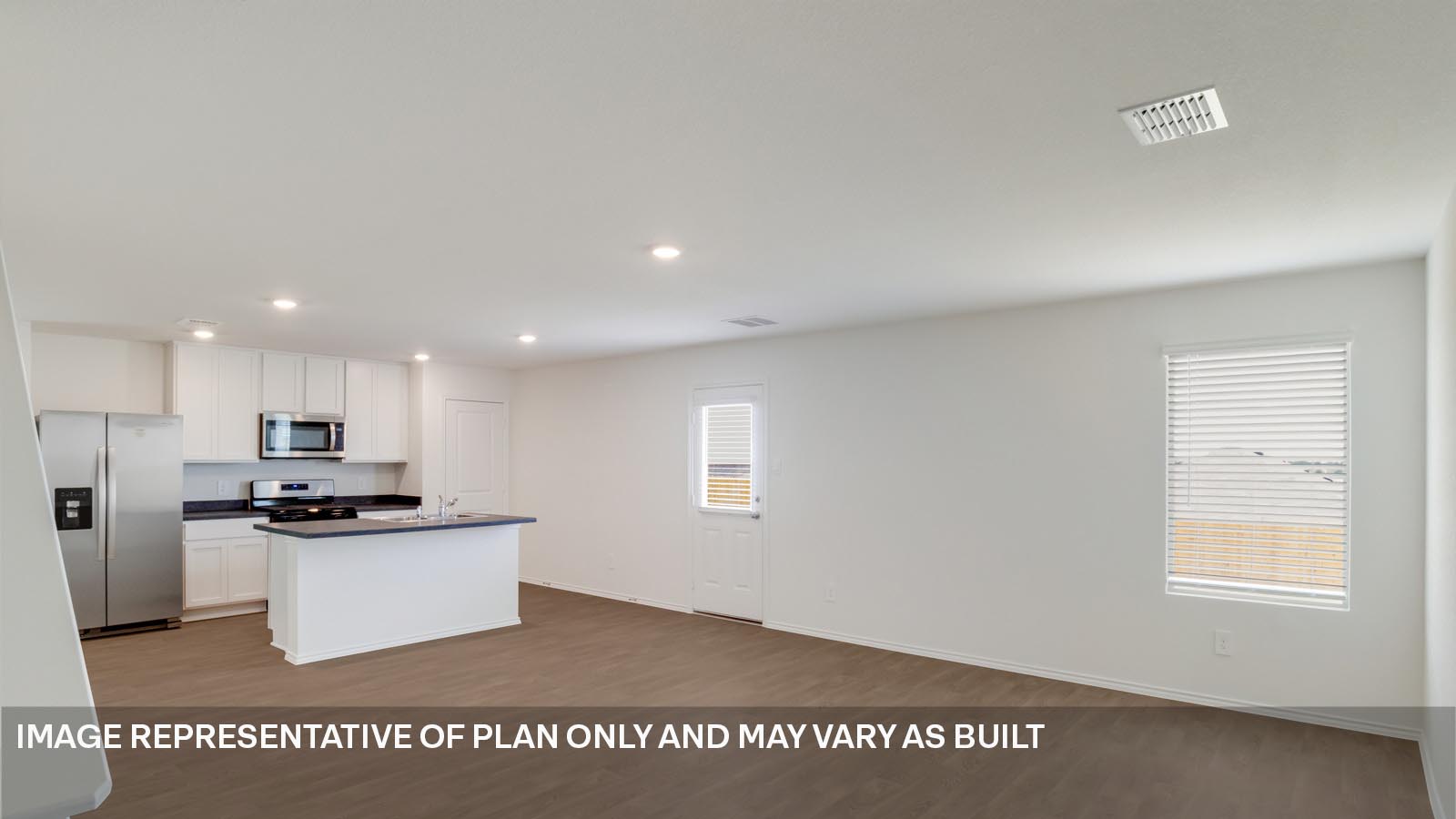 Open kitchen with island.