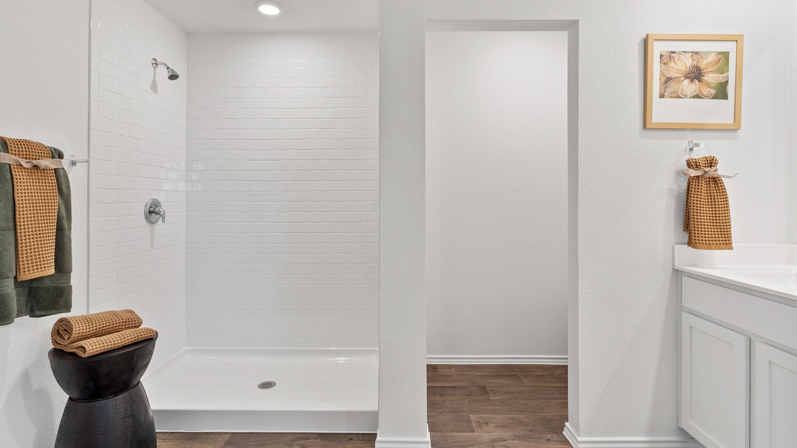 Main bathroom with walk-in shower.